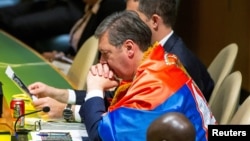 Vučić at the session of the UN General Assembly, May 23, 2024.